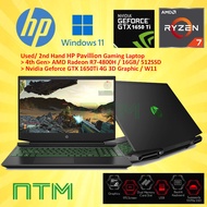 #1372 Used / 2nd Hand HP Pavilion Gaming 15 Laptop AMD RYZEN 7 4800H 16GB RAM 512GB SSD NVIDIA GEFORCE GTX1650Ti 1 Yr