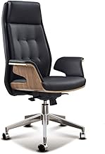 Executive Office Chair, Cowhide Leather Gaming Chair Ergonomic Swivel Backrest Reclining Sleeping Extra Large Boss Chair LEOWE (Color : Black, Size : Cowhide)