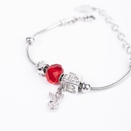 PLAYBOY เพลย์บอยสร้อยข้อมือ ดีไซน์แต่งอะไหล่โลโก้ประดับเพชร รหัส ST-254B171CW สีเงิน