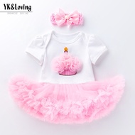 Newborn Clothes Baby One-Piece Dress Children's Dress Baby Birthday Dress Short-Sleeved Romper Dress