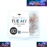 Silk Fan Eyelashes Color 6D Fiber 0.07