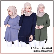 FC Mart - Ironless Women Blouse / Baju Muslimah Tak Payah Gosok / Plus Size Long Sleeve Top / Blause Perempuan Labuh
