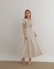 Air Space 前後兩穿格紋短袖後鏤空細肩帶長洋裝套裝 one piece Lady Dress - Size S