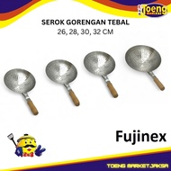 Cooking Strainer - Food Drainer - Thick Stainless Steel Cooking Scoop with Wooden Handle 32cm FX-820