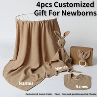 4ชิ้นชุดตาข่ายผ้าฝ้ายมัสลินพัน Bibs กันน้ำสำหรับอุปกรณ์เสริมทารกที่กำหนดเองของขวัญทารกแรกเกิด C Omfort ของเล่นผ่อนคลายผ้าขนหนู