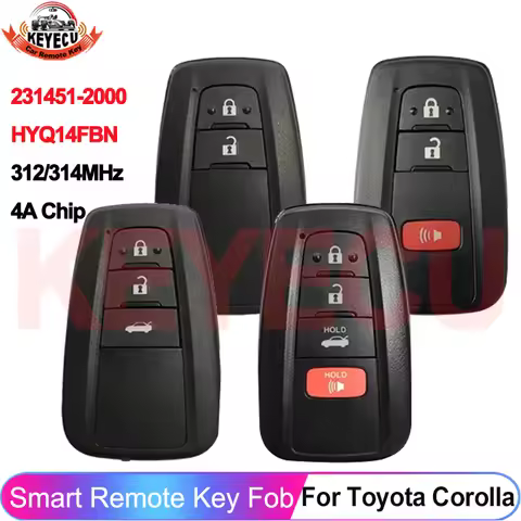 KEYECU Smart HYQ14FBN 231451-2000 Proximity Remote Key 4A Chip 312/314MHz For Toyota Corolla Cross B