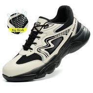 Summer Safety Shoes Men Women Breathable Steel Toe Work Shoes Lightweight Work Sneakers Indestructib