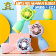 Bright Crown Kipas Angin Mini Genggam Tanduk Rusa+Kucing Portable USB/Dudukan Handphone Portable