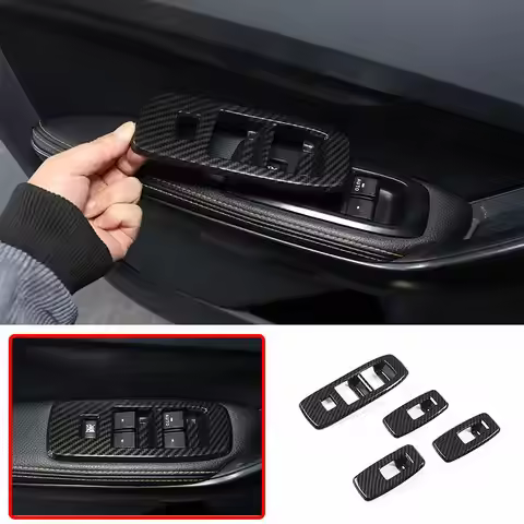 ABS Carbon Fiber Window Glass Lift Button Switch Trim Frame Panel Cover for Ford Everest Ranger 2015