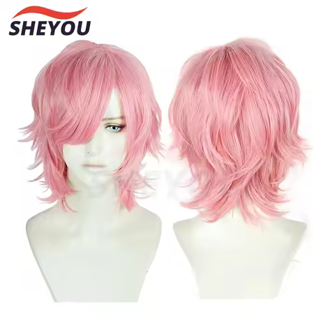 Anime Yarichin Club Ayato Yuri Cosplay Wigs Pink Short Heat Resistant Synthetic Hair Halloween Party