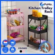 🇸🇬READY STOCK🇸🇬 FuHo Kitchen Foldable Storage Trolley Rack | 3 Level Storage Trolley | Kitchen Racks (HL0225)