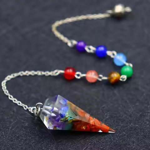 7 Chakra Healing Crystals Pendulum for Dowsing Divination Healing Crystal Pendant Hexagon Pyramid Re