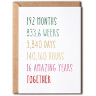 EruditeGifts 16Th Anniversary Card - Funny 16 Years Wedding Anniversary Card - Funny Wedding Anniver