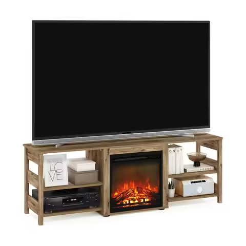 Classic TV Stand, Entertainment Center, TV Console for TV up to 70 Inch with Fireplace and Open Shel