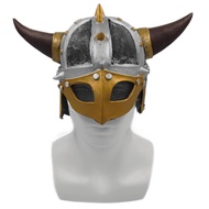 Middle Ages Knight Soldier Warrior Costume Helmet with Mask Viking Age Horned Viking Helmet Berserke