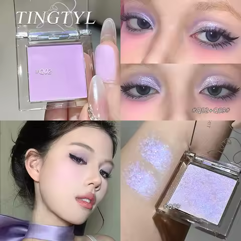 Dream Glittering Purple Eyeshadow Matte/Pearlescent Highlighter Makeup Monochrome Glossy Shiny Smoky