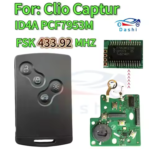 da shi ID4A PCF7953 Chip 433Mhz Keyless Remote Car Key PCB board Shell For Renault Koleos Clio4 Capt