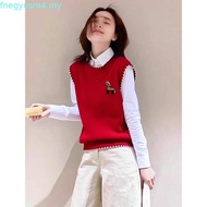 Xing Winter Knit Sweater Top - Loose Fit Red Vest EU Size 8