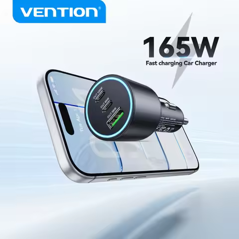 Vention 165W Car Fast Charger PD QC4.0 100W Quick Charging For Macbook OPPO VIVO POCO SFC2.0 45W USB