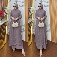 Azzahra Gamis Brukat Pesta Kondangan Model Simple Elegan Gamis Brukat Pesta Model A-Line Gamis Bruka