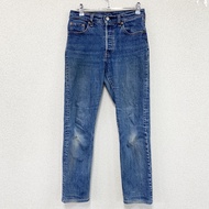 Levi's 501 牛仔褲，紐帶門襟，靛藍色，W25 碼，古著。