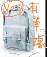 有單Doughnut backpack 安心購買❤️甜甜圈學生雙肩包男女電腦包高中生書包16L休閑通勤背 macaroon series blue lotus包防水