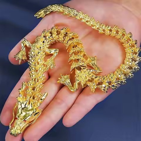 Alloy Five-Claw Golden Dragon Ornament - Movable Chinese Loong Desktop/Office Decor