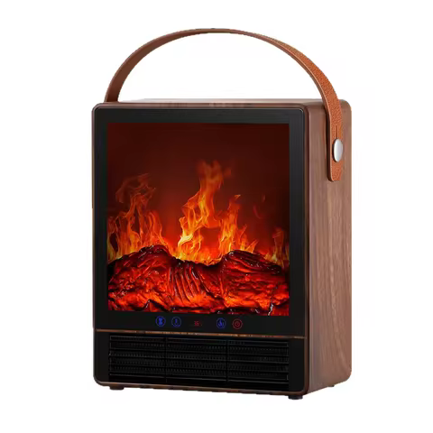 Portable Mini 3D Simulation Flame Electric Fireplace Heater Energy Saving Voice Control Tabletop Spa