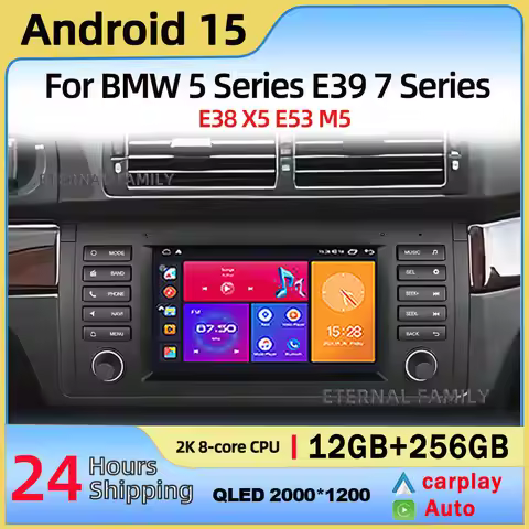 Android 15 Car Radio for BMW 5 Series E39 7 Series E38 X5 E53 M5 Android Auto Carplay Buttons Car St
