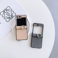 木紋支架折疊手機殼 Wood Pattern Phone Case with Ring Stand for Z-Flip 5, Z-Flip 4, Z-Flip 3, Oppo Find N2 Fli