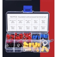 102pcs ring terminal clip wire connector crimp ring type electrical crimp