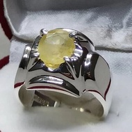 3 克拉黃色藍寶石戒指 925 純銀 手工男戒 黃色藍寶石