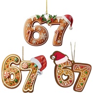 3PCS 67 Meme Funny Christmas Ornaments 2025, 6 7 Ornament, Santa Ornaments for Christmas Tree, 6 7 A