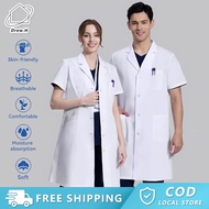Ready stock lab coat/white coat-short sleeve/doctor uniform/doctor coat S-XXXL button cuffs all size