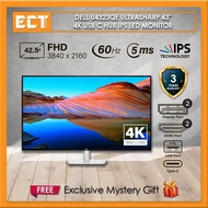 Dell U4323QE UltraSharp 43" 4K 3840 x 2160 UHD USB C Hub IPS LED Monitor with Speakers (2 x DP, 2 x 