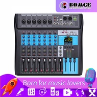 BOMGE Professional Mixer Sound Board Console 8 Channel Desk System w/USB Audio Interface USB-B Recording, BT Function, 99 DSP Effects, 48V Phantom Power Stereo DJ Studio FX Steel