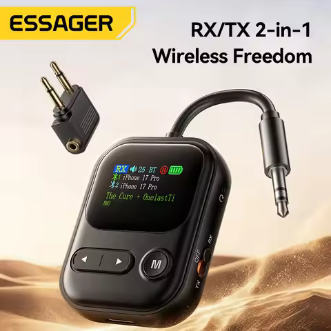 Essager Bluetooth 6.0 Audio Transmitter Receiver 2 IN 1 RT/TX Adapter 3.5MM With Mic LCD Display For