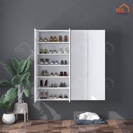 4FT Tall WALL MOUNT SHOE CABINET 2 Door With 6Tiers Cabinet Shoes Rack Cabinet Kasut Rak almari kasu