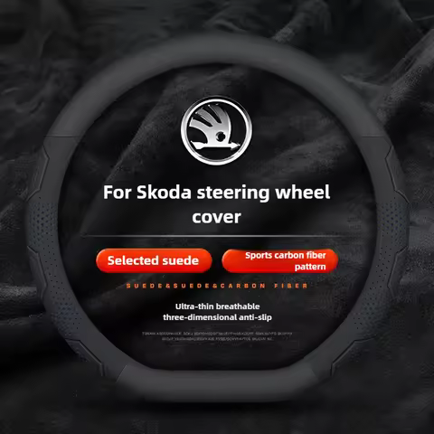 Leather Car Steering Wheel Cover for Skoda Octavia 2 3 4 A5 A7 Superb 4 Kodiaq Rapid Karoq Fabia 1 2