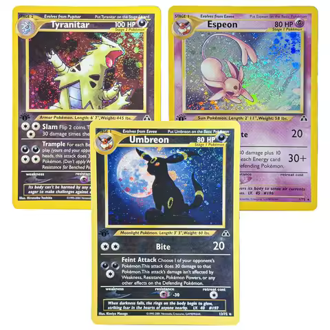 Vintage PKM TCG Neo Discovery N2 Holo Rare PROXY Cards Set 14Pcs Espeon Umbreon Tyranitar Ptcg Colle