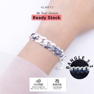 READY STOCK💥(DEWASA/ADULT)ORIGINAL S925 PURE SILVER BRACELET ADULT BANGLE /S925 PERAK TULEN GELANG TANGAN (BANGLE 3.2)