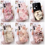 For Vivo Y29 4G Y29s Y29t 5G New Elegant Floral Cat Painting Casing Vivo Y29 4G Y29S Y29T 5G Soft Si
