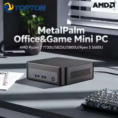 Topton Metal Palm Gaming Mini PC AMD Ryzen 7 7730U 5800U 5825U R5 7530U 5600U Nuc Mini Computer NVMe