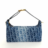 DIOR DiortravelNomad飯盒包中號藍色牛仔布金扣2024肩背包