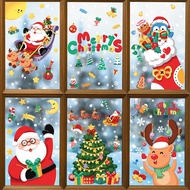 New Christmas Decoration Window Stickers Santa Gifts Merry Christmas Mirror Sticker Xmas Tree Window Glass Sticker New Year 2024