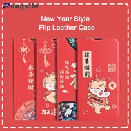 New Year Style Flip Leather Case For OPPO Reno 11 Pro 10 Pro Plus 8T 5G 8Z 7Z 8 7 Lite 9 8 Pro Plus 