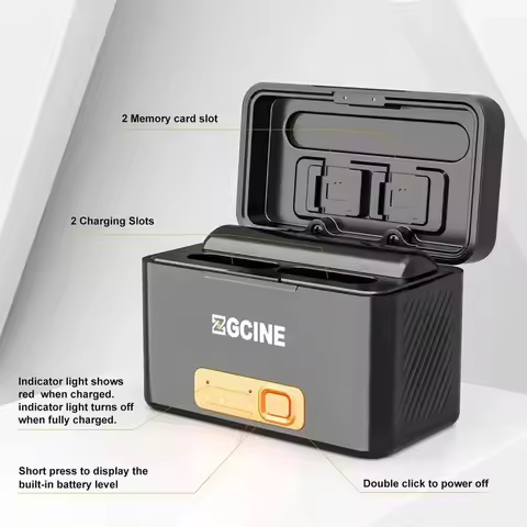 ZGCINE PS-BX1 Camera Battery Fast Charging Case 5200mAh Wireless Dual Battery Charger Port for Sony 