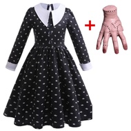 2023 Wednesday Addams Costume Girl 4-12 Yrs Birthday Kids Gothic Black Dress Carnival Party Cosplay Halloween Costume for Kids
