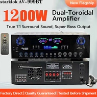 Starklok Av-999bt 1200W Home Stereo Audio Amplifier Bluetooth 7CH EQ Wireless Stereo Audio Power