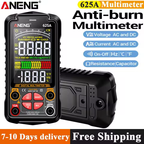 ANENG 625A 1000V Current/Voltage Multimetro VA Color Testers 60MOhm 10A Display Meter USB Type-c Cha
